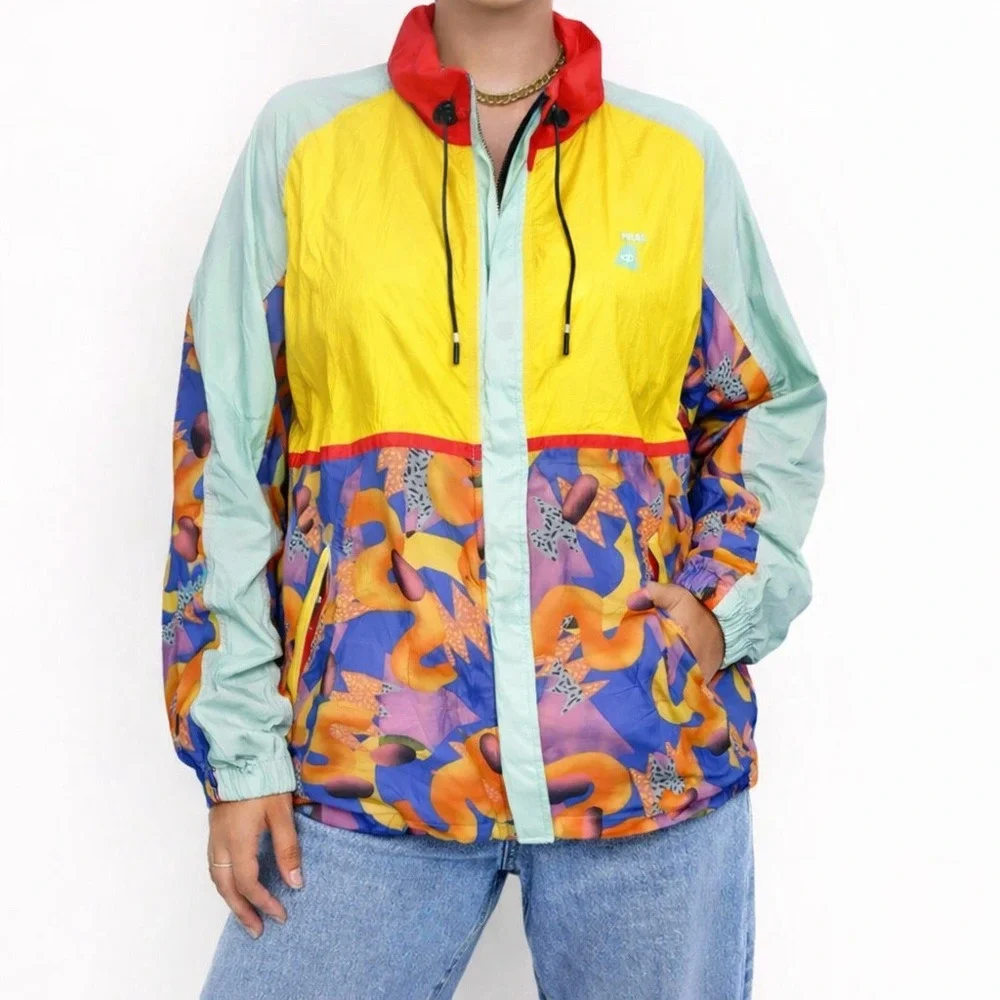 Poler Womens L Colorblock 90s Style Vented Windbreaker Jacket Retro Streetwear